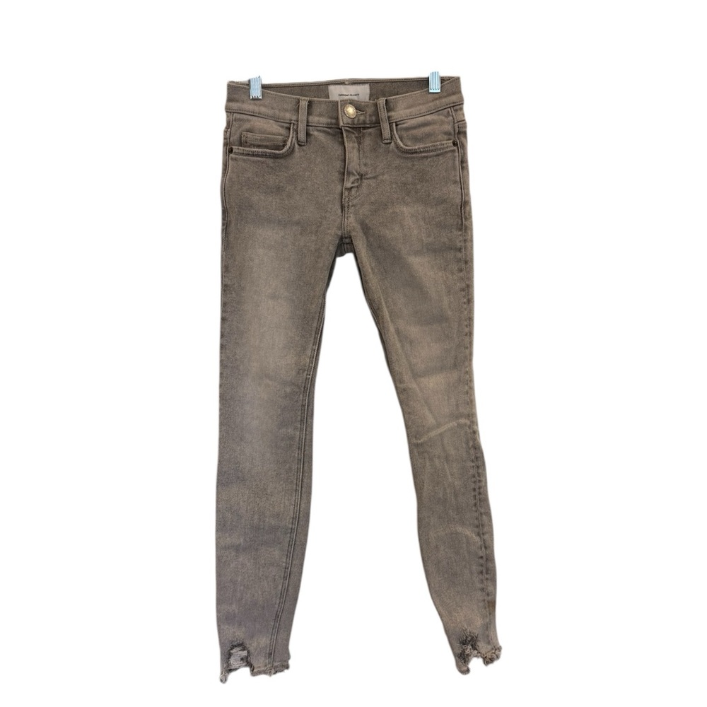 Current/Elliott Distressed Light Gray Skinny Jeans